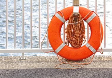 Lifebuoy at a Harbour clipart