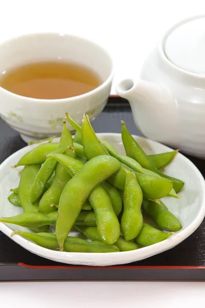 調理の緑の有機枝豆 — ストック写真