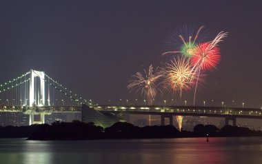 Tokyo havai fişek karanlıkta