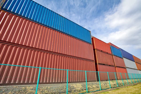 Stacked cargo containers — Stock Photo, Image