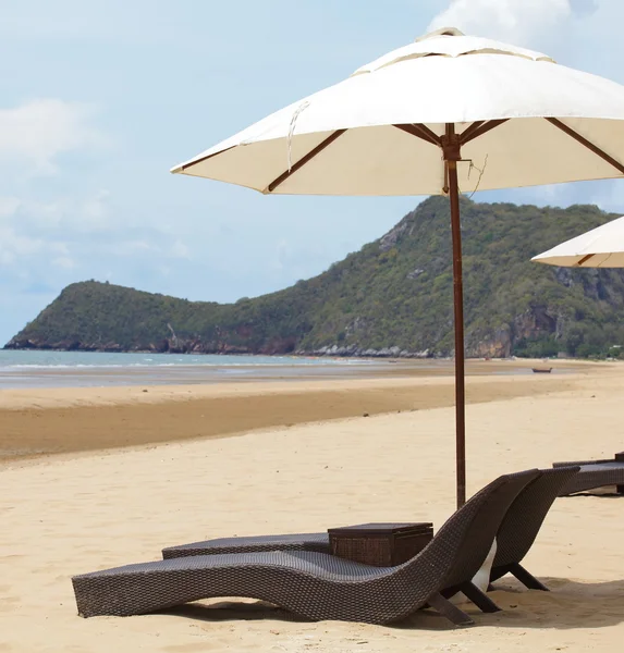 Beach Chairs and umbrella — Stock Photo, Image