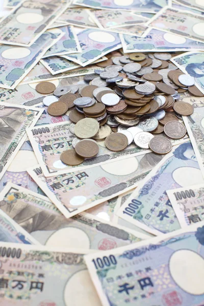 Japanese YEN note and coins — Stock Photo, Image