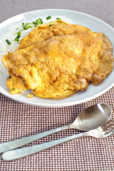 Omelette et riz savoureux — Photo