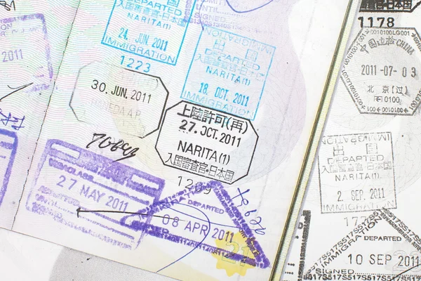 Passport stamps entering Japan — Stock Photo, Image