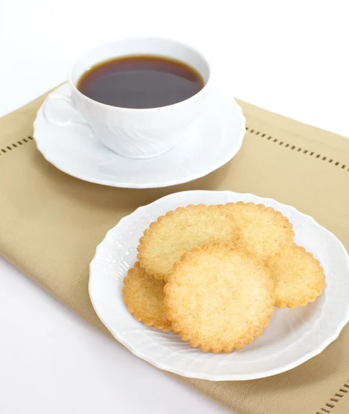 Cookies och svart kaffe — Stockfoto