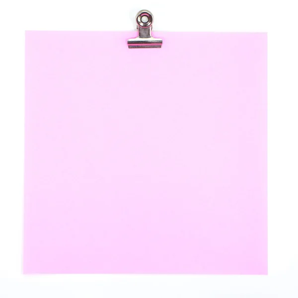 Carta rosa con clip — Foto Stock