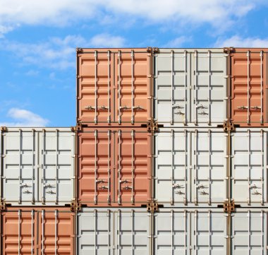 gestapelde cargo containers