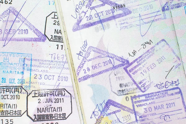 Passport stamps entering Japan — Stock Photo, Image