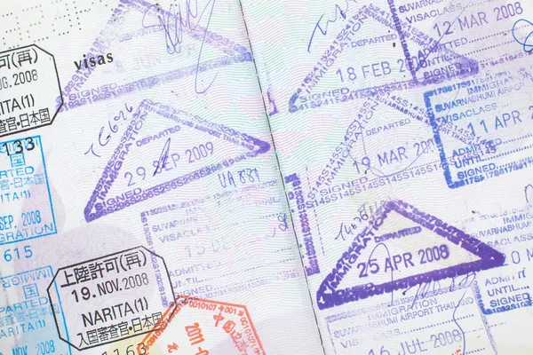 Passport stamps entering Japan — Stock Photo, Image