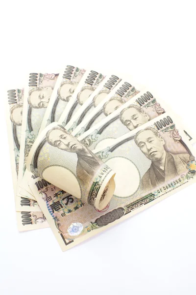 Nahaufnahme - japanische Währung Yen, Banknoten und Münzen — Stockfoto