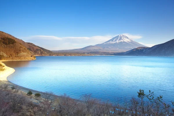 Kış mevsiminde dağ fuji göl motosu, yamanashi ili, Japonya