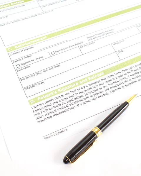 Formulär för ansökan om sjukförsäkringen — Stockfoto