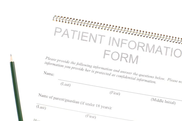 Informatie voor de patiënt formulier — Stockfoto