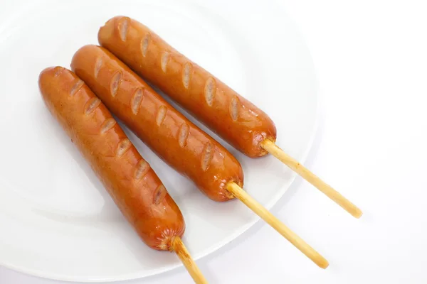 Tres salchichas hot dogs — Foto de Stock