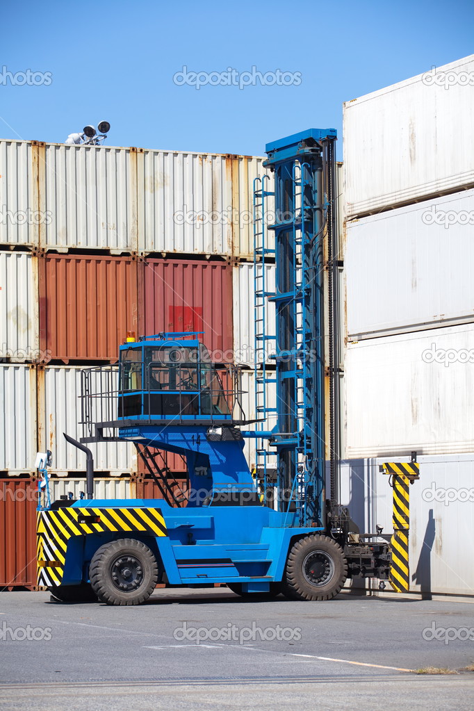 Forklift is stacking container