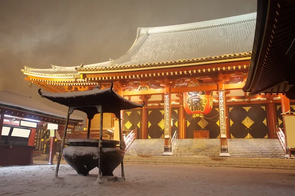 Japan temple , Asakusa Sensoji at snow falling time — Stock Photo, Image