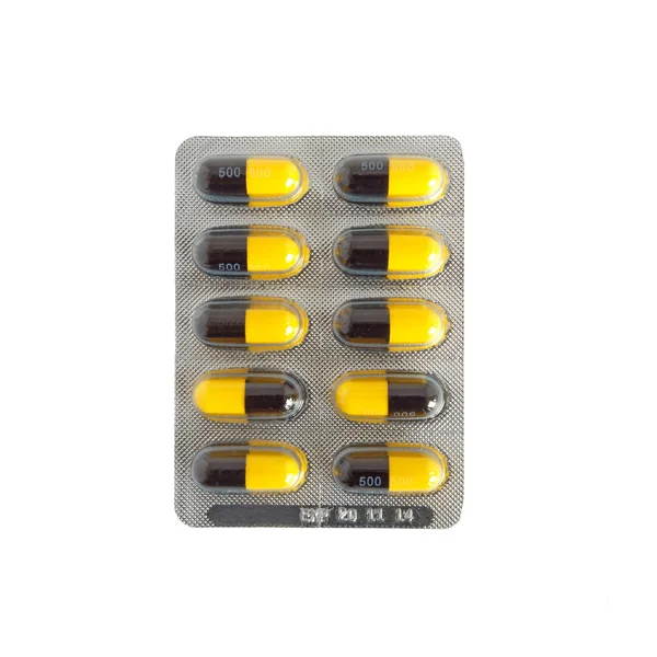 Capsules et pilules emballées sur — Photo