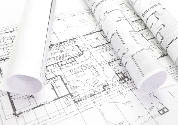 Architect papers and plans — Stock Photo, Image