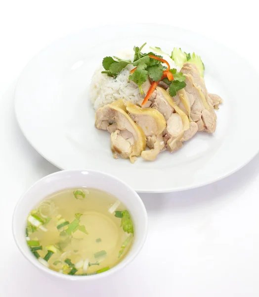 Steam Chicken with Rice (Hainan — Stock Photo, Image
