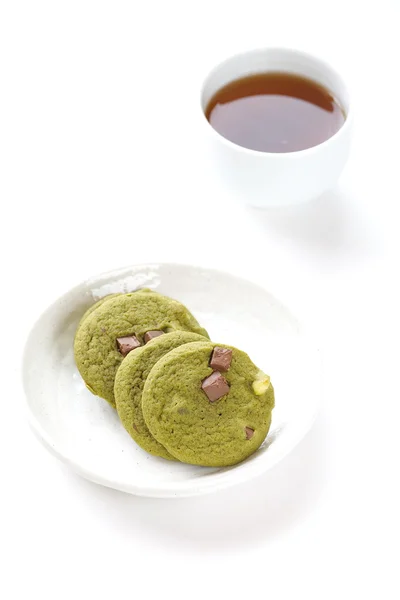 Soubor cookie zelený čaj japonský maccha — Stock fotografie