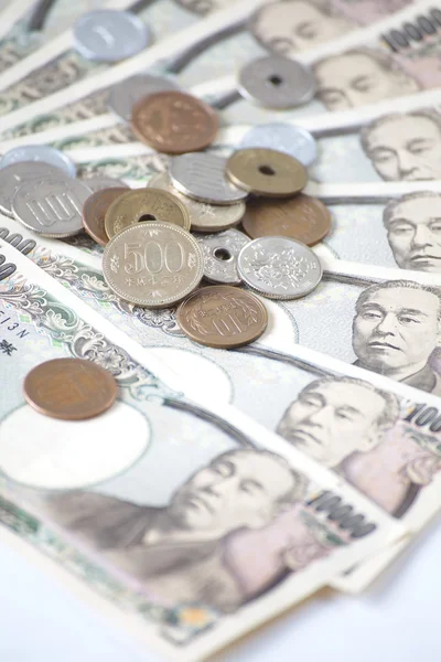 Japanische Yen-Banknoten und -Münzen — Stockfoto