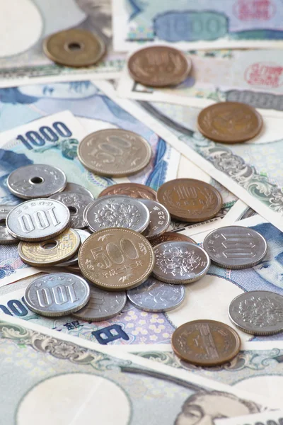 Billets et pièces en yen japonais — Photo