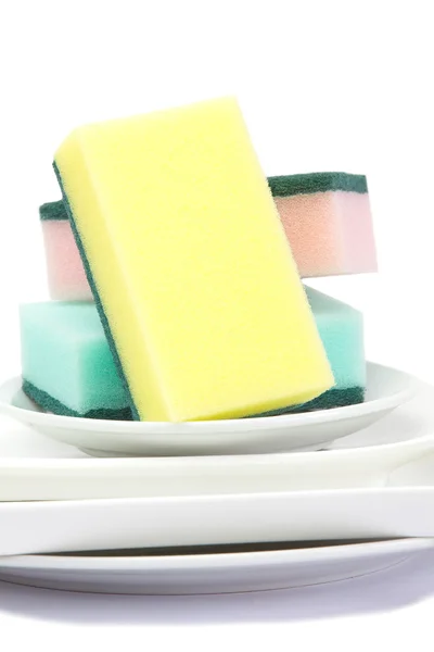 Esponja colorida para lavar el plato — Foto de Stock