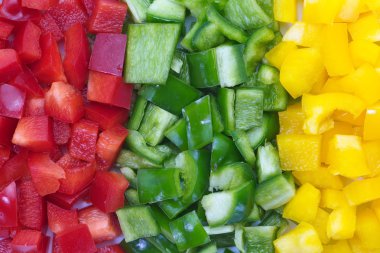 doğranmış taze renkli biber