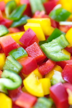 doğranmış taze renkli biber