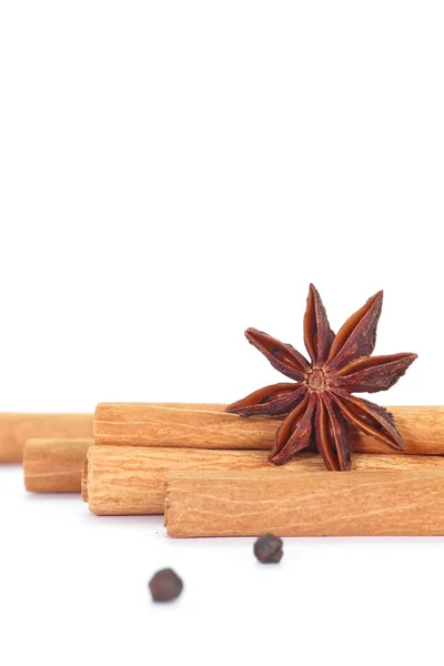 Anise dan cinnamon terisolasi — Stok Foto