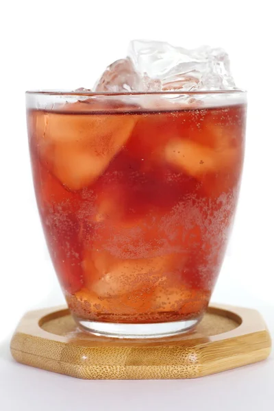 Red fruit cocktail drink and ice — Stock Photo, Image