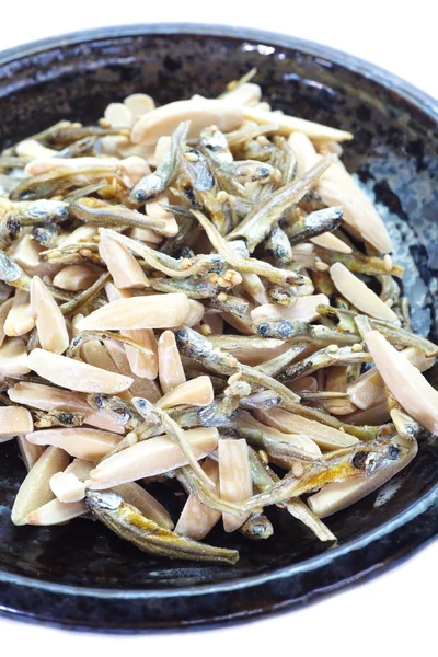 Almond and favoured dried sardine — Stock Photo, Image