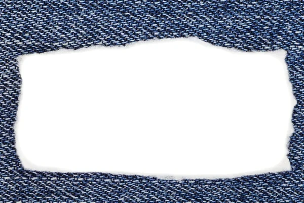 Jeans tekstur biru di atas putih — Stok Foto