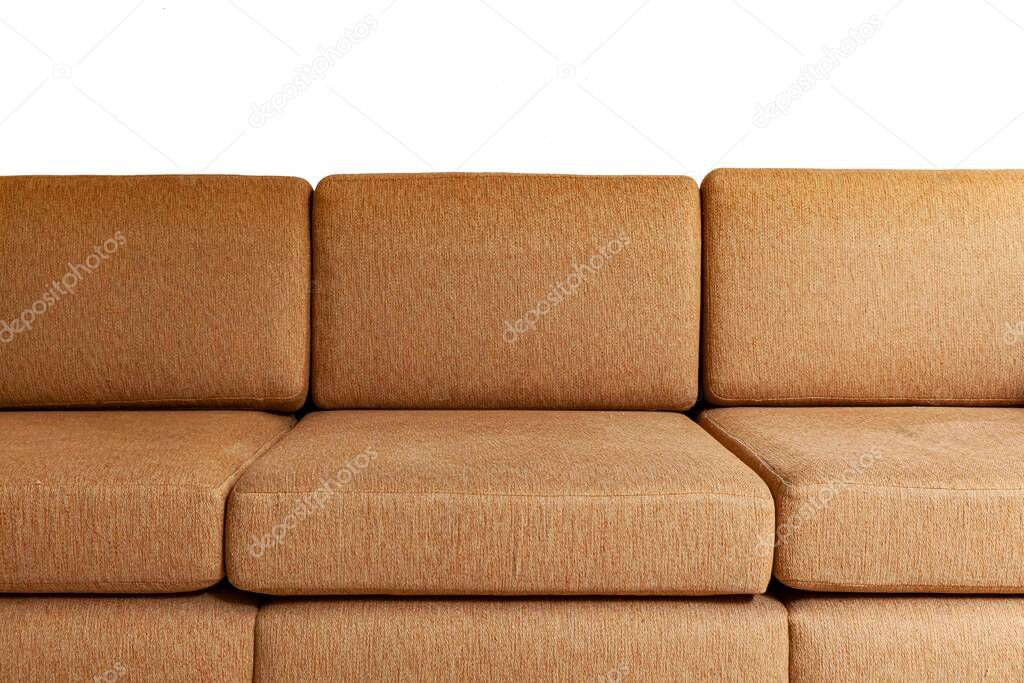 Close - up of bright brown yellow long silk sofa