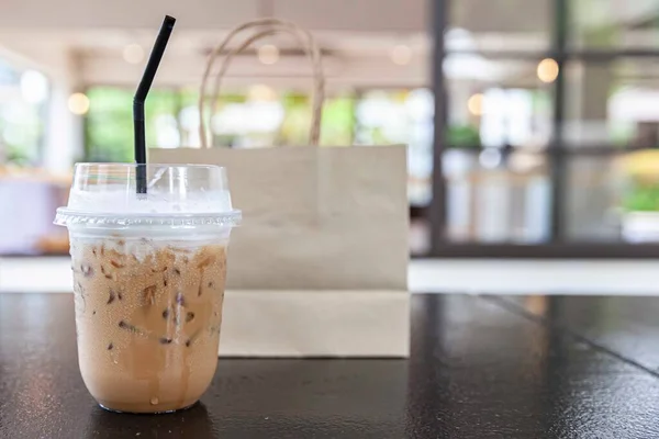 Iced Cappuccino Plastic Take Out Cup — Stock Photo, Image