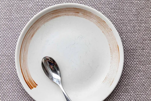 Close Cream Colored Ceramic Rice Dishes Asian Motifs Small Spoon — Stock Photo, Image