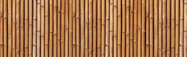 Panorama Brown Old Bamboo Fence Texture Background Seamless — Stock Photo, Image