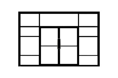 büyük siyah alüminyum kapı çerçevesi beyaz arkaplanda izole edildi