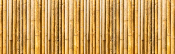 Panorama Bruna Gamla Bambu Staket Struktur Och Bakgrund Sömlös — Stockfoto