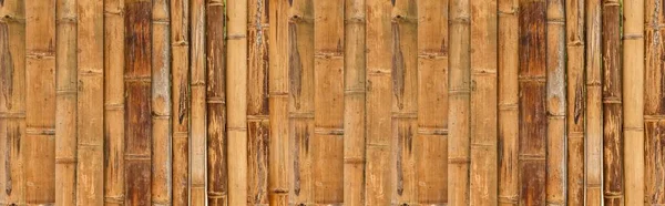 Panorama Brown Old Bamboo Fence Texture Background Seamless — Stock Photo, Image