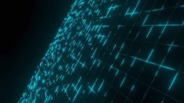 Gelecekçi Mavi Parlayan neon çizgileri Uzay Işıkları arkaplan 3D görüntüleme
