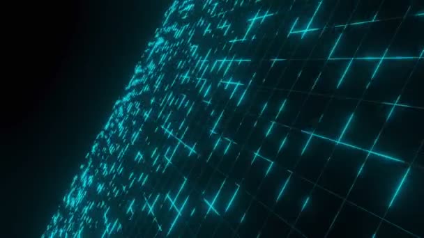 Futurista Azul Brillante Líneas Neón Luces Espacio Fondo Renderizado — Vídeos de Stock