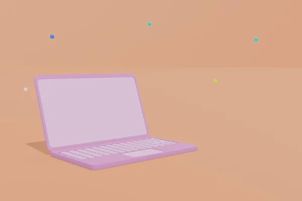 Minimal Pink Laptop Blank Screen Mockup Renderin — Φωτογραφία Αρχείου