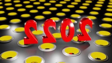 Abstract red number 2022 On glowing Speaker Wall background 3D rendering