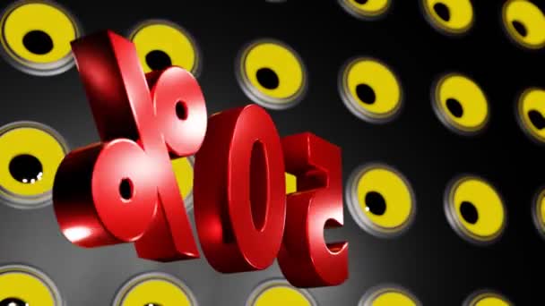Red Sale Percent Discount Promotion Wall Speaker Background Rendering — Vídeo de Stock