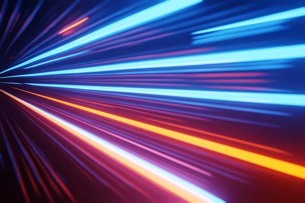 Futuristische Hyperspace Geschwindigkeit Tunnel Lichtspur Streifen Hintergrund Rendering Stockbild
