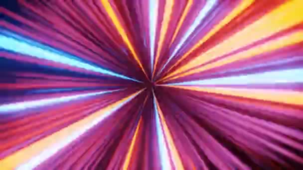 Futuristic Hyperspace Speed Tunnel Light Trail Streaks Background Rendering — Stock Video