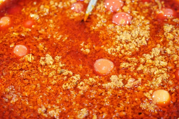 Nahaufnahme Von Nam Prik Ong Thai Northern Style Pork Tomato — Stockfoto