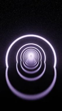 Soyut fütüristik parlayan daireler Neon ışık tüneli yıldız alanı arka planı dikey 3D