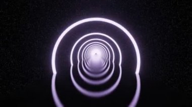 Soyut geleceksel parlayan çemberler Neon ışık tüneli yıldız alanı arkaplanı 3B görüntüleme